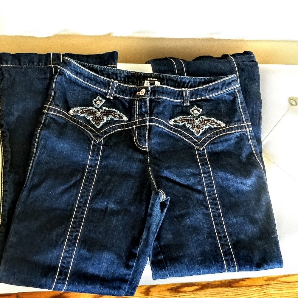 Escada $1000 embellished pocketless jeans sz38